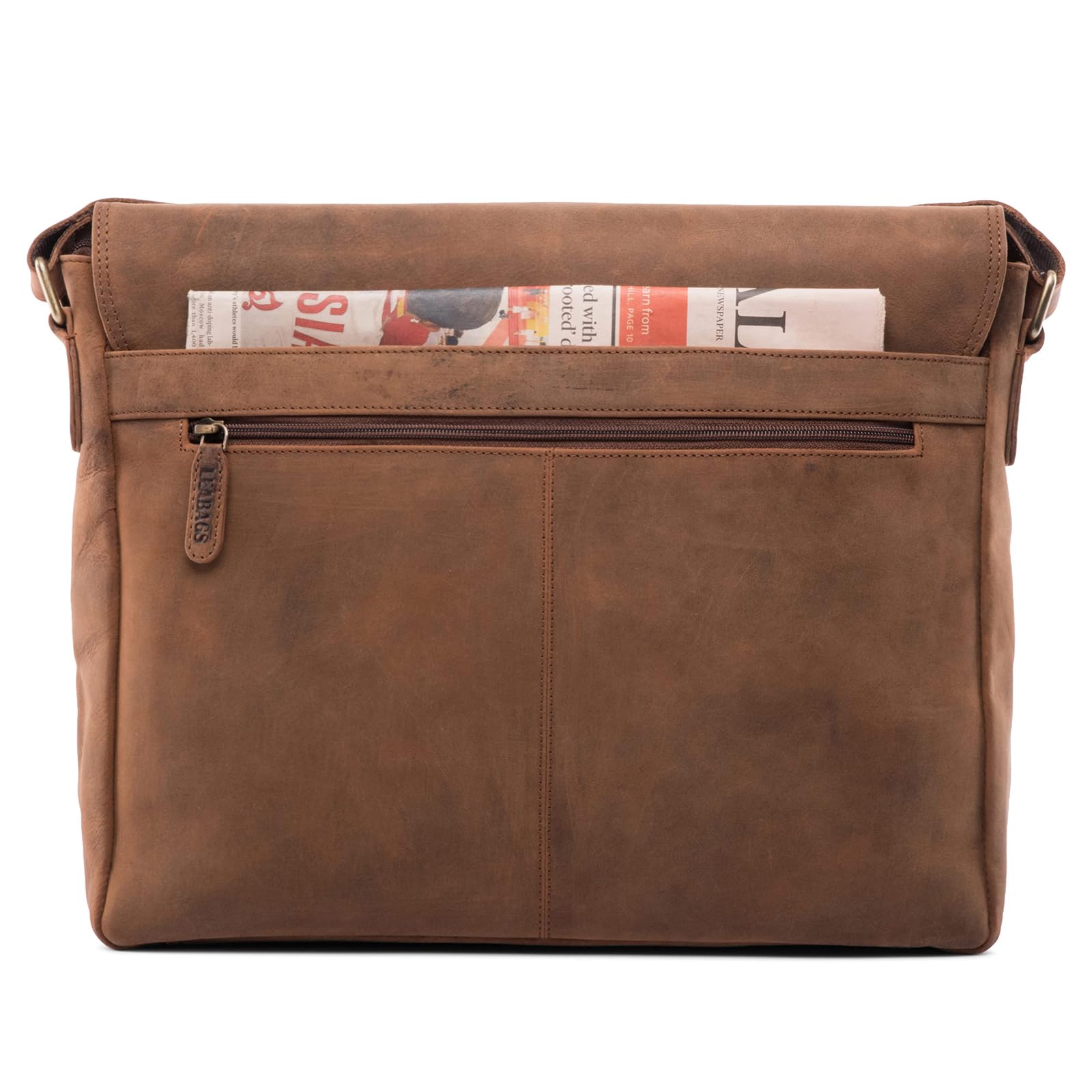 LEABAGS Oxford Laptoptasche Leder Herren Damen 15 Zoll – Messenger Bag Echtleder – Arbeitstasche Umhängetasche 38x31x10 cm