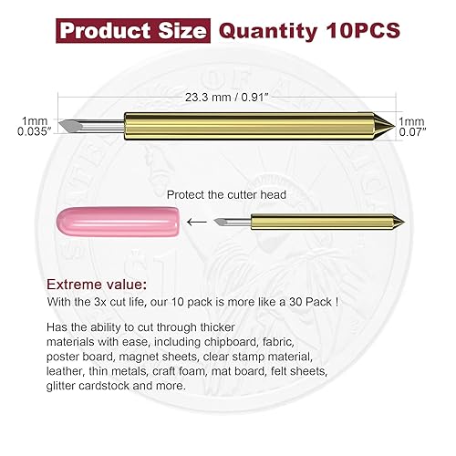 Miniatura 2 de Hadwoer Cuchillas de corte compatibles con Explore AirAir 2Explore Air 3, 10 cuchillas de punta profunda de alta calidad compatibles con máquinas de