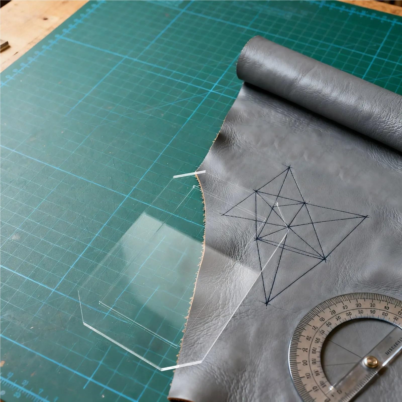 4 Plantillas De Acolchado Transparentes Cuadradas. | Herramienta de regla de retazos de costura rectangular for alineación precisa de corte de tela DIY