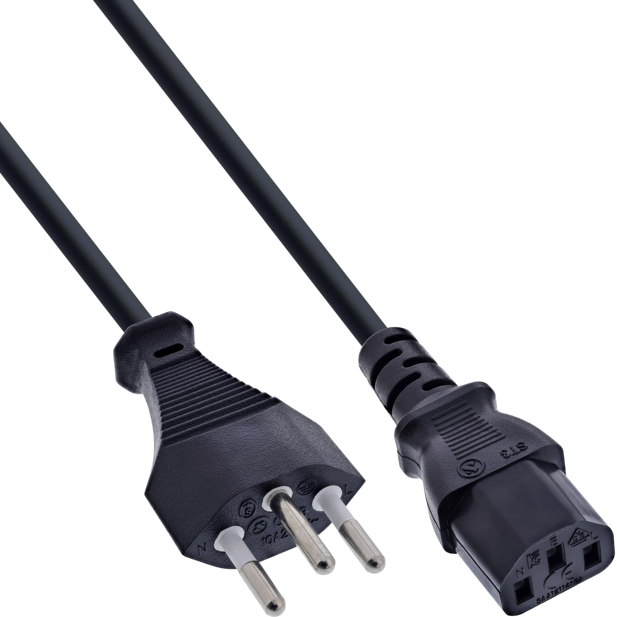 InLine Netzkabel InLine 16651R Netzkabel Schweiz auf Kaltgerätestecker C13, 1,0m