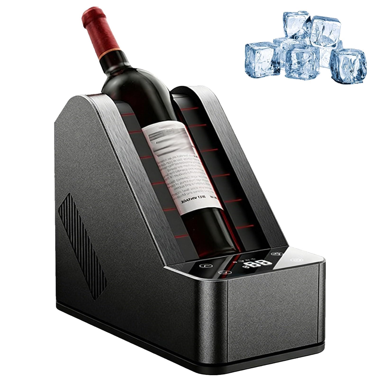 Enfriador de vino eléctrico, enfriador de botella individual de 750 ml, control de 5-20 °C, compartimento de 96 mm, pantalla LCD y refrigeración semiconductora sin hielo para vino tinto, blanco
