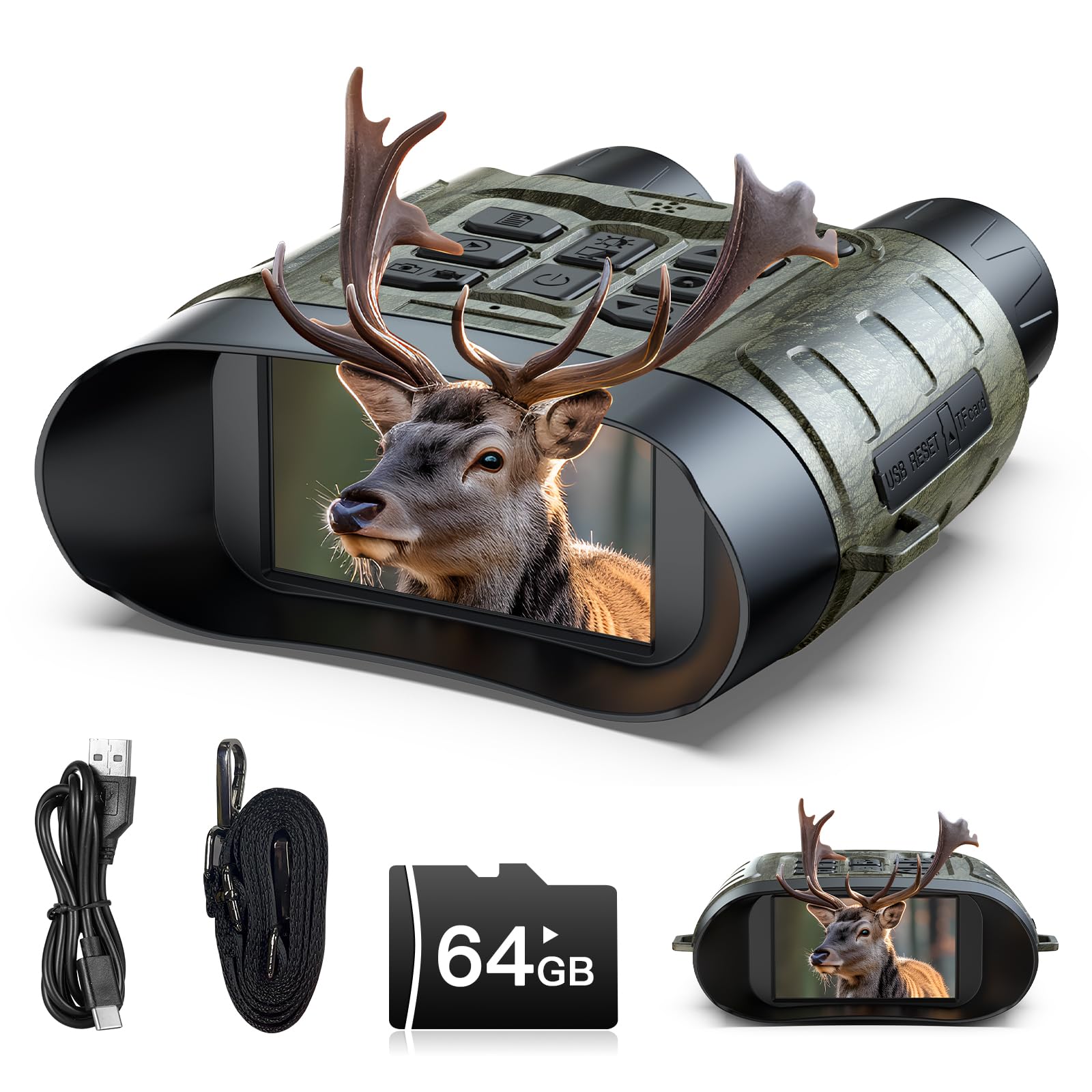 Night Vision Goggles for Adults, 112 MP 4K Night Vision Binoculars 12X Zoom & 5000mAh Battery, 64GB Card Included, Infrared Vision, 1300ft Range, Perfect for Hunting, Camping & Security