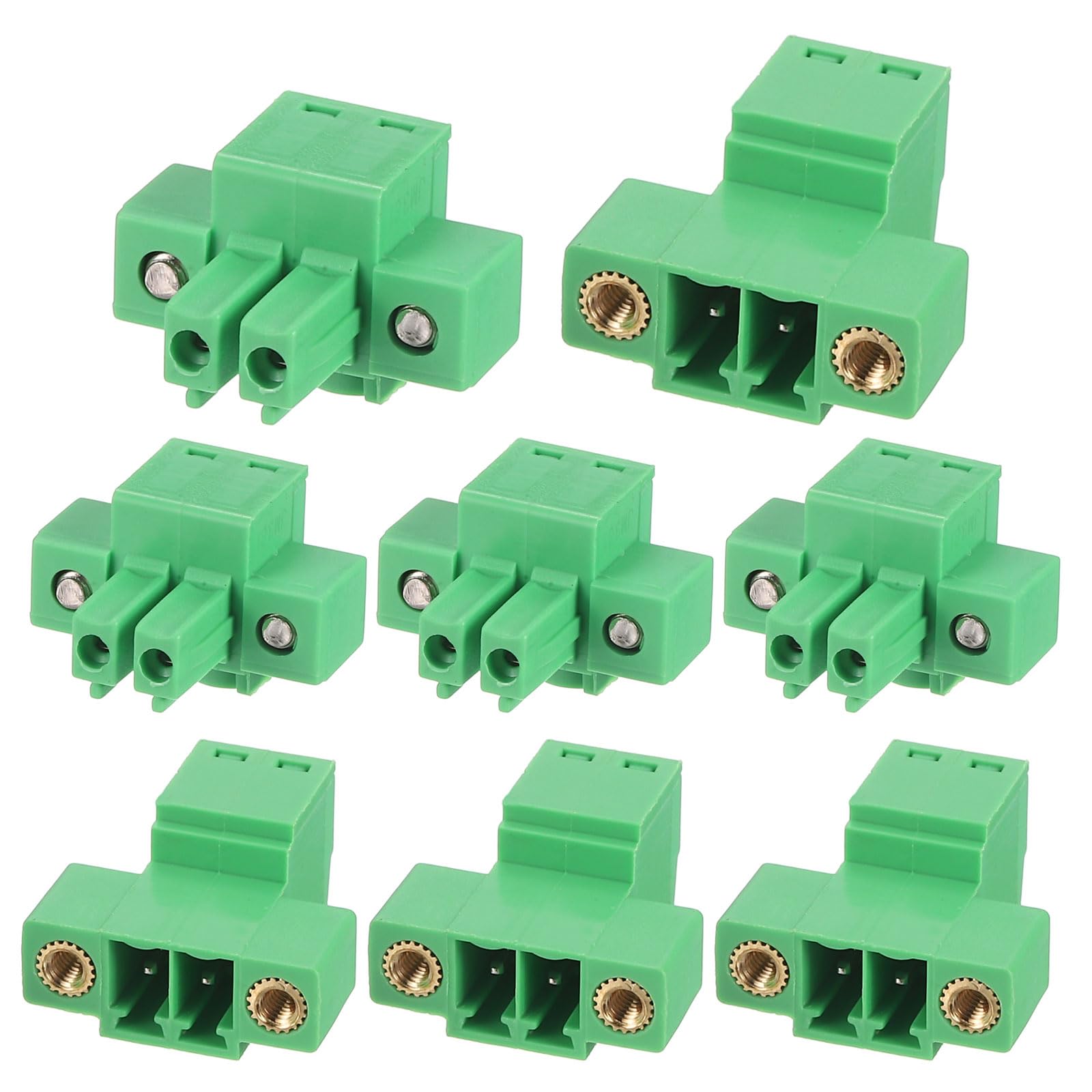 sourcing map 4Set 2 Pin 3.81mm Pitch 300V 8A PCB Mount Screw Terminal Block Connector, Pluggable Plug Flange Mount for DIY Electronics Audio Power Modules