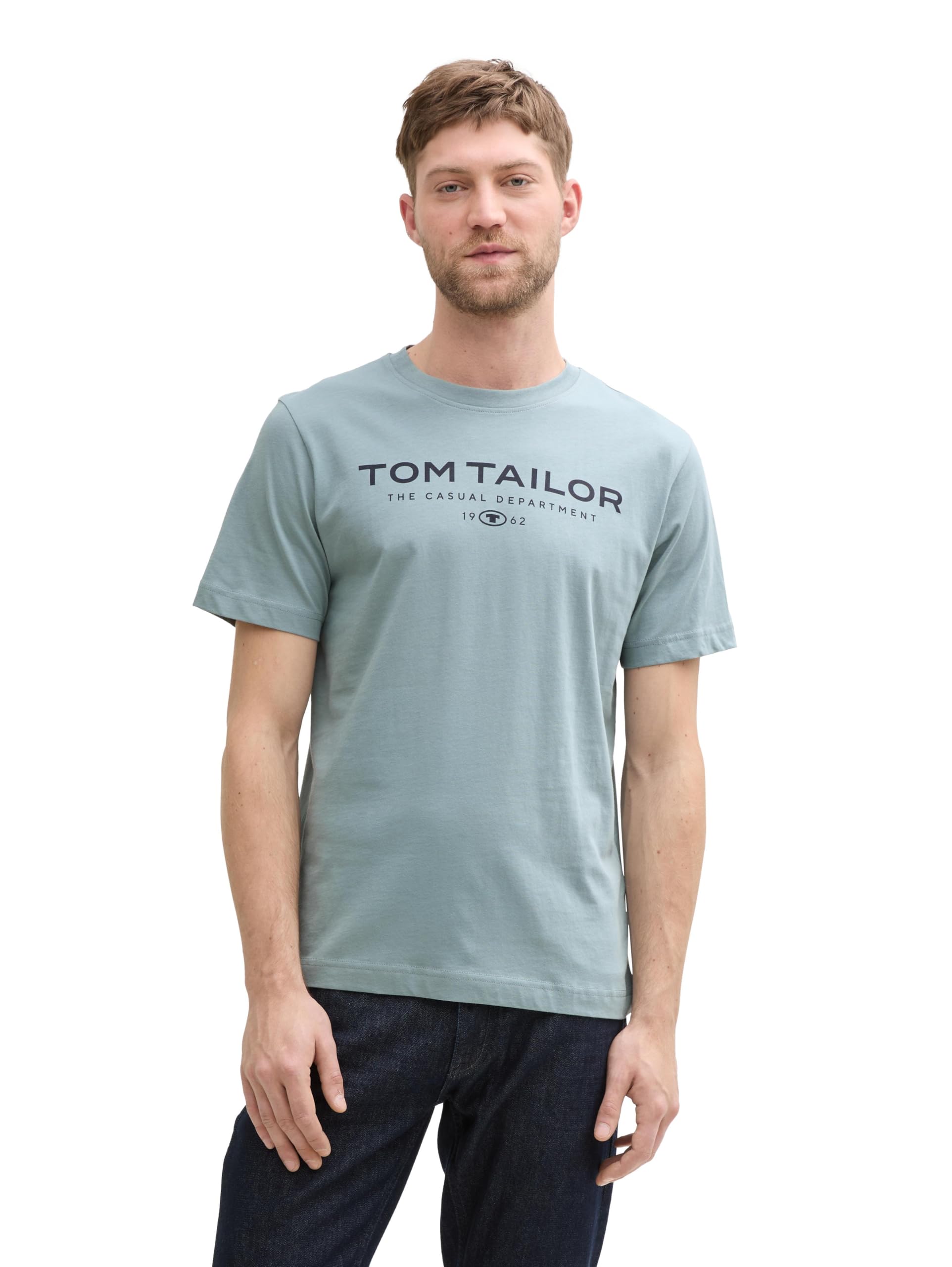 Tom Tailor Herren T-Shirt aus Baumwolle mit Logo-Print