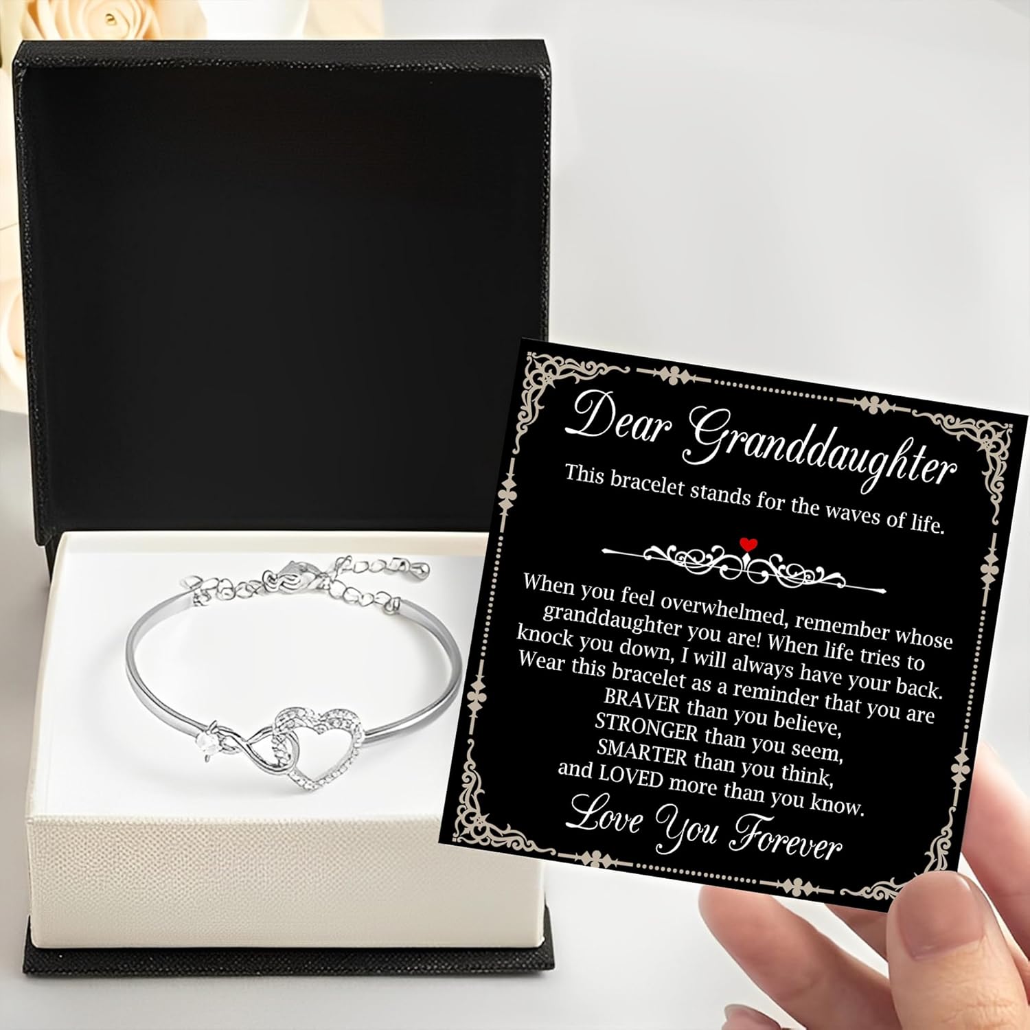 VIRAGIL Unique Granddaughter Infinity Heart Bracelet, Thoughtful Gift from Grandma Grandpa, Perfect for Holidays, Birthdays, Milestones, or Special Family Gatherings - Image 3