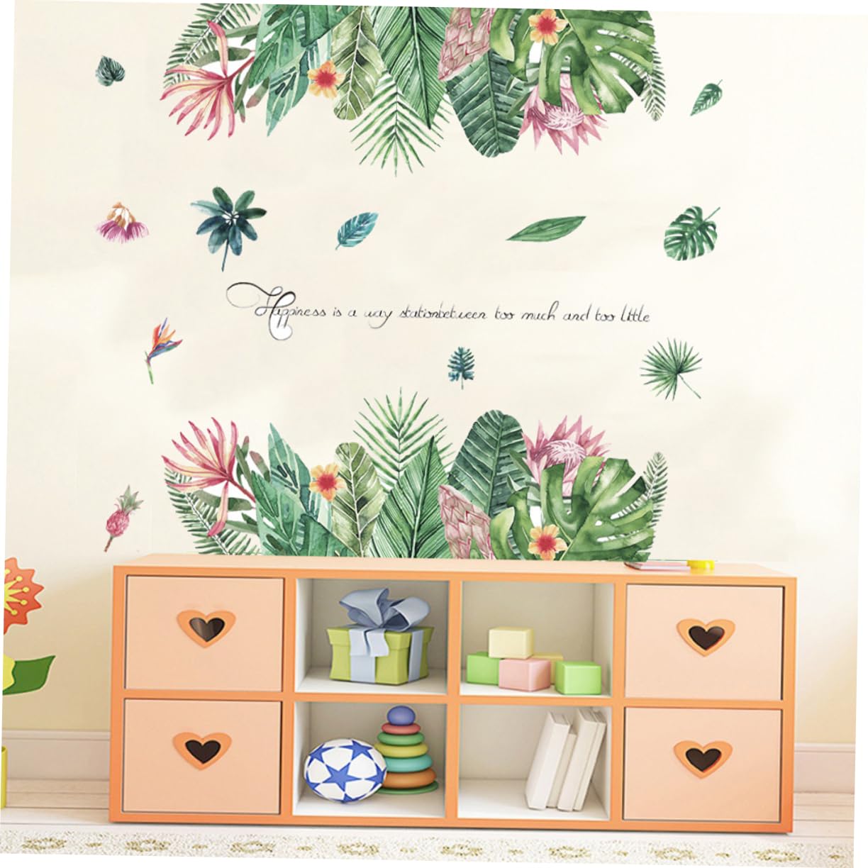 SOIMISS 4stücke Flower Wall Stickers Selbstklebende Wandtattoos Mit Tropischen Blättern Für Schlafzimmer Und Leicht Anzubringen Abnehmbar Dekorative Blumenaufkleber