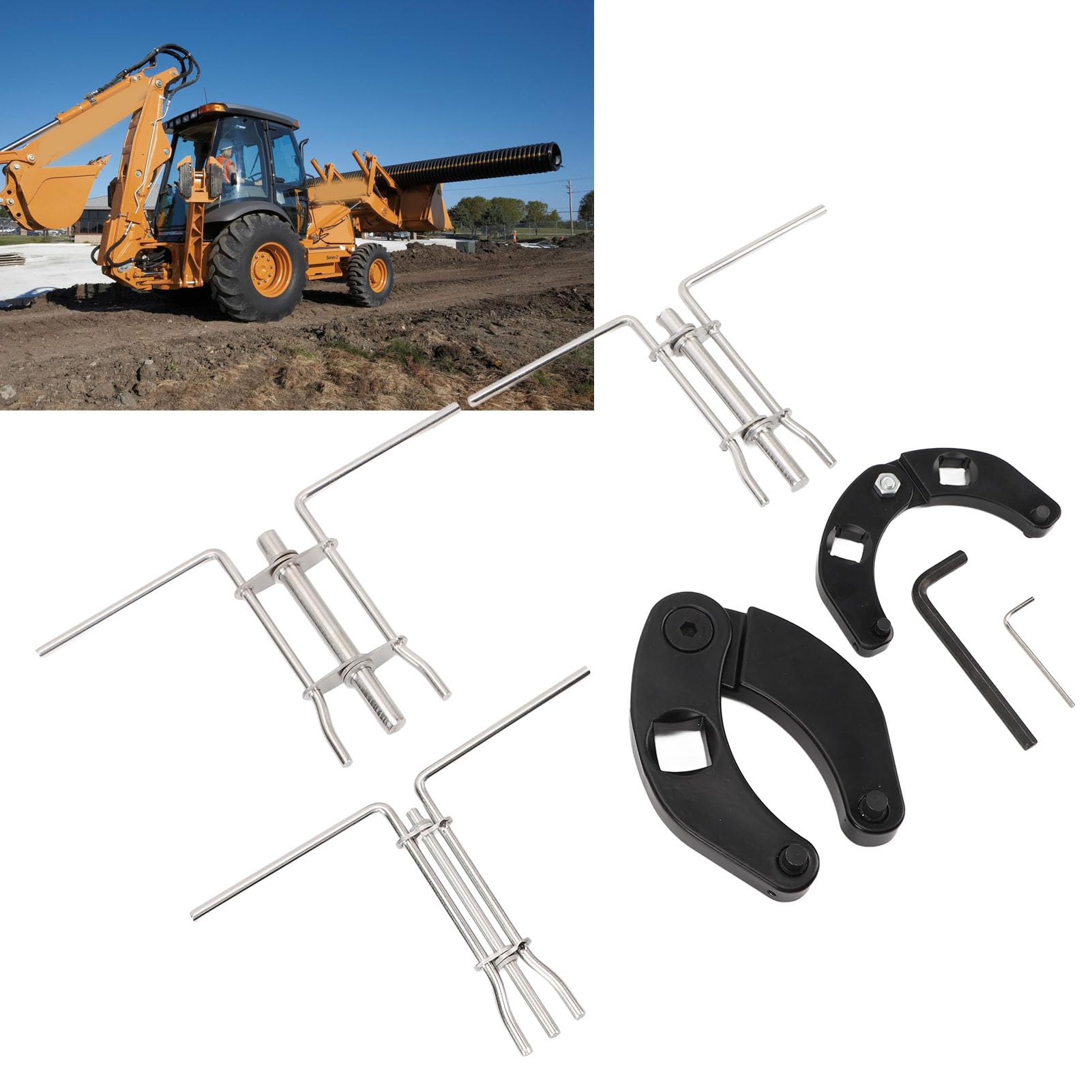 Jeffergarden Juego de Llaves de Tuerca de Prensaestopas Ajustables Juego de Herramientas de Llave de Cilindro Hidráulico de Acero OEM 1266 7463 2 Llaves 3 Sellos para Caja Retroexcavadora Tractor