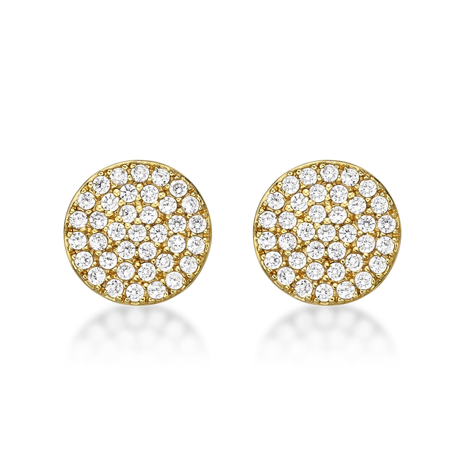 Diamond Treats Funkelnde Scheiben-Ohrringe mit Cubic Zirkonia Steinen in 925 Sterling Silber, runde Silberohrringe für Damen und Mädchen, süßer Silberschmuck für Frauen