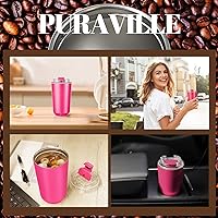 Vista 58 de Puraville Insulated Tumblers with Lid, 10 oz Travel Coffee Mug Stainless Steel Vacuum Cup, Leak Proof Reusable Double Walled Coffee Tumbler for Iced