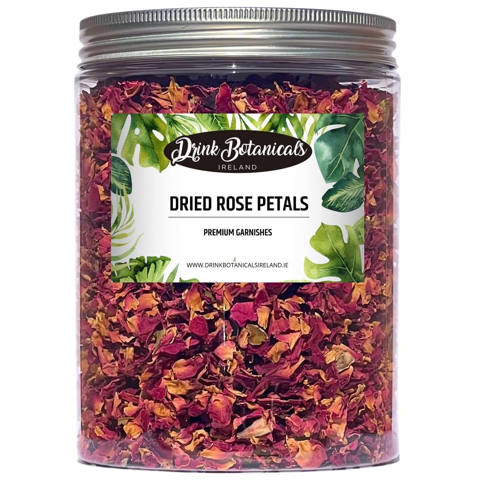 Dried Natural Rose Petals | 200+ Servings | 100% Natural Edible | Premium Dried Rose Petals For Cocktail Flowers, Decorations, Confetti, Soap Making & Tea| 60 Grams, 2.11 oz