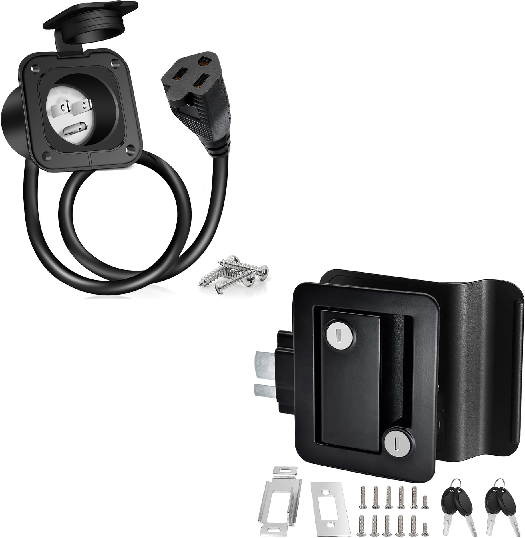 Bundle with 15 Amp Flanged Inlet | Waterproof RV Shore Power Flanged Receptacle