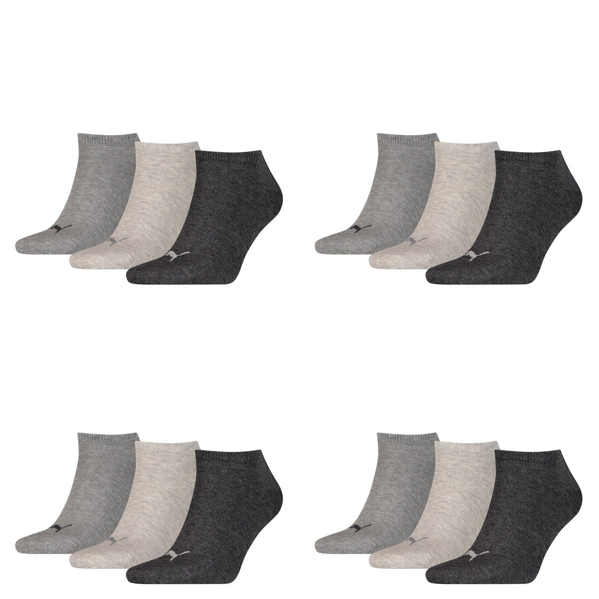 Puma - Fantasmini unisex, 12 pz., calzini sportivi, colore nero antracite. 43-46