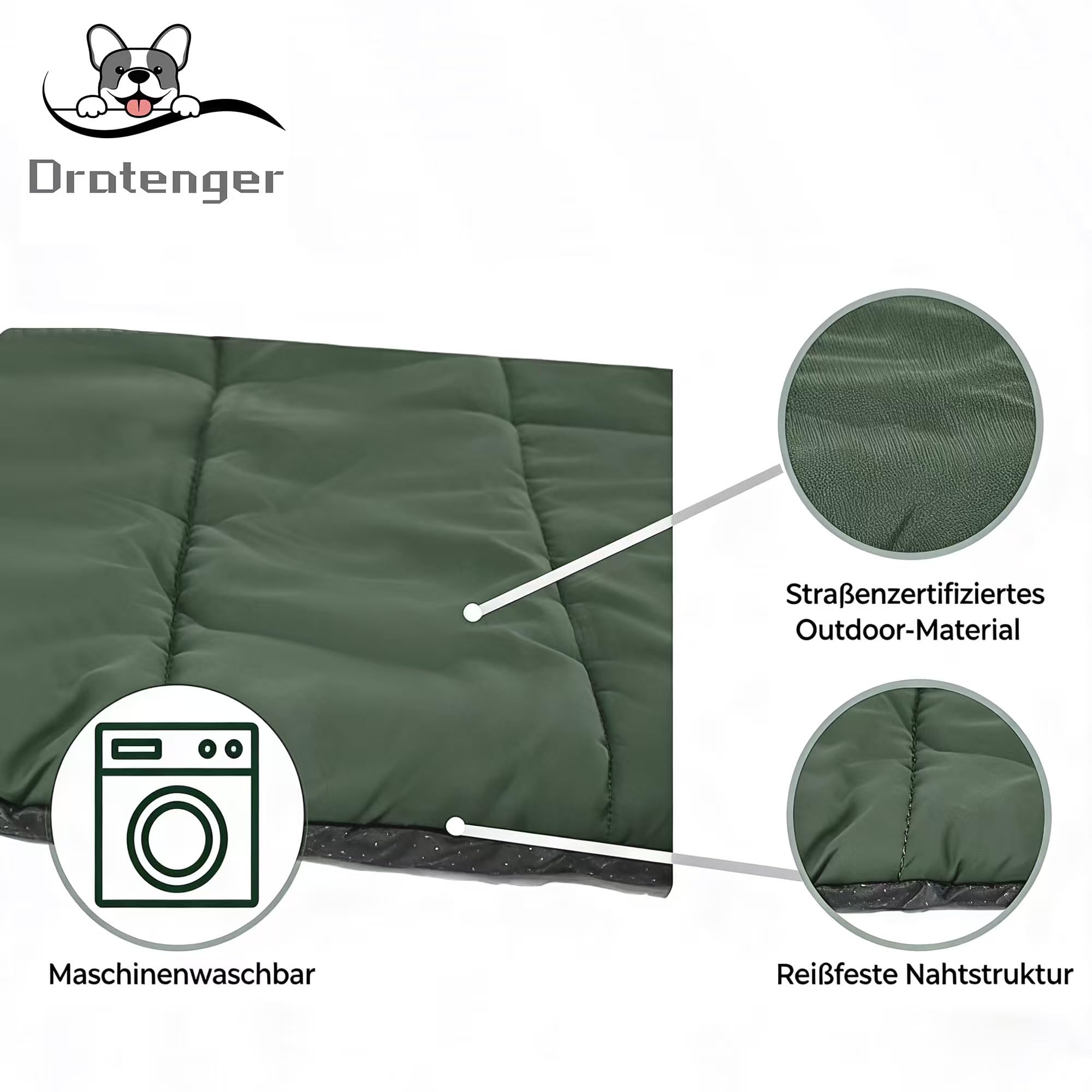 Hundedecke 110 x 68cm Waschbares, Hundematte Komfort und Weiches Wasserdichtes Hundebett, Hundekissen für Reise Camping Outdoor (Grün)