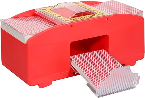Miniatura 5 de WYZworks Red Casino - Barajador automático de cartas de 2 barajas, funciona con pilas, para juegos de cartas de blackjack y póker (1-2 mazos,
