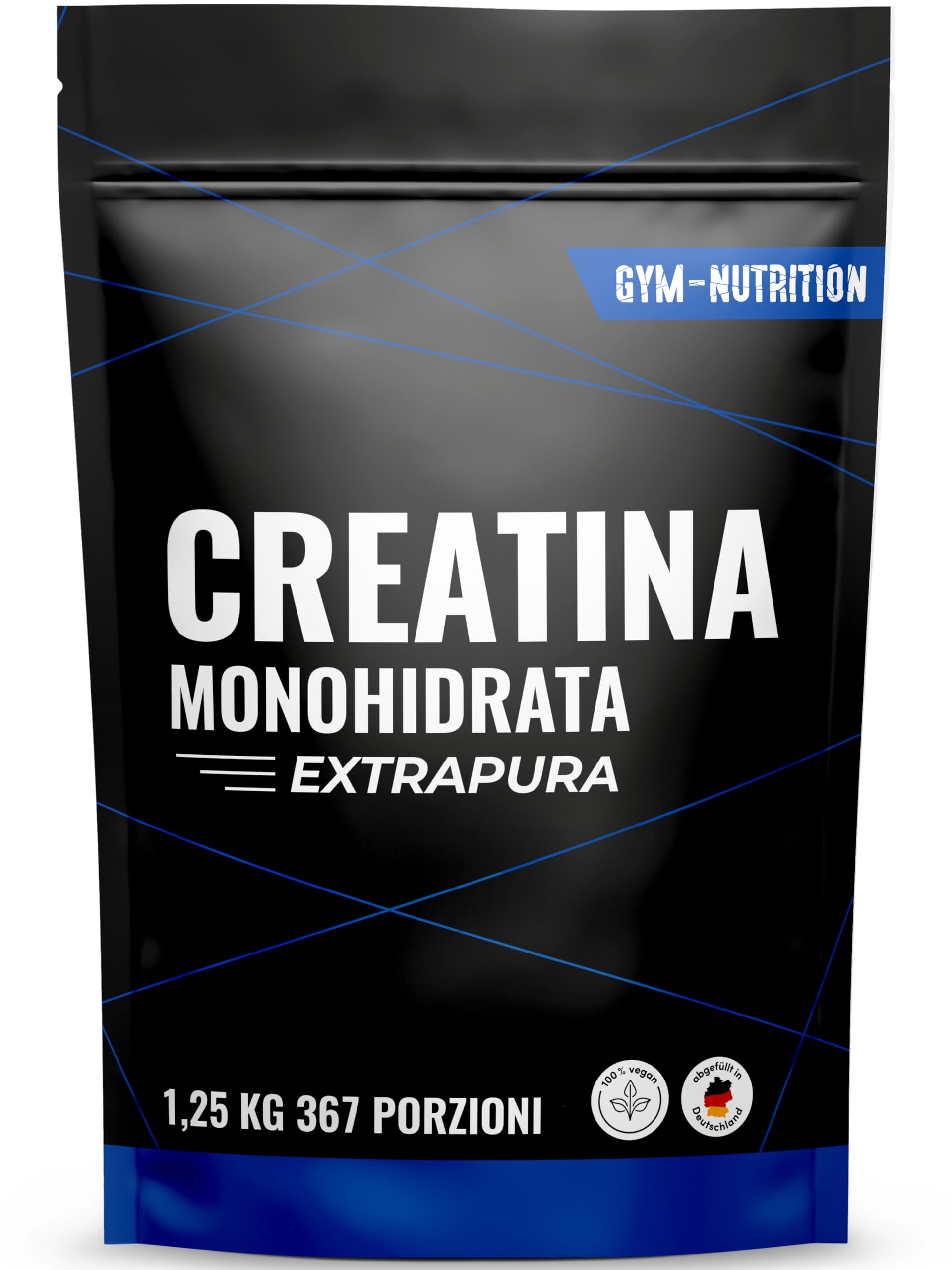 Creatina Monoidrata Polvere Extrapura - 1,25 kg (367 Porzioni) con Vitamina B6 - Vegan e Prodotta in Germania - Creatine Monohydrate Powder