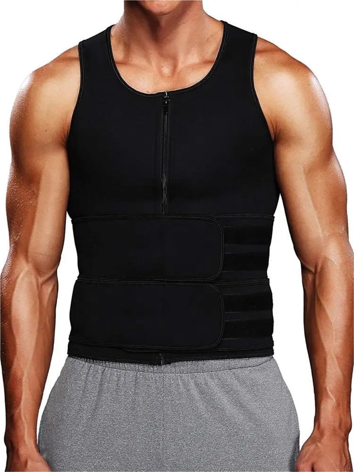 Corsé de cintura for hombre, carpeta Abdominal for el pecho, adelgazante, vientre, camiseta sin mangas neopreno, quemador grasa, sudoración, faja reductora, moldeador cuerpo