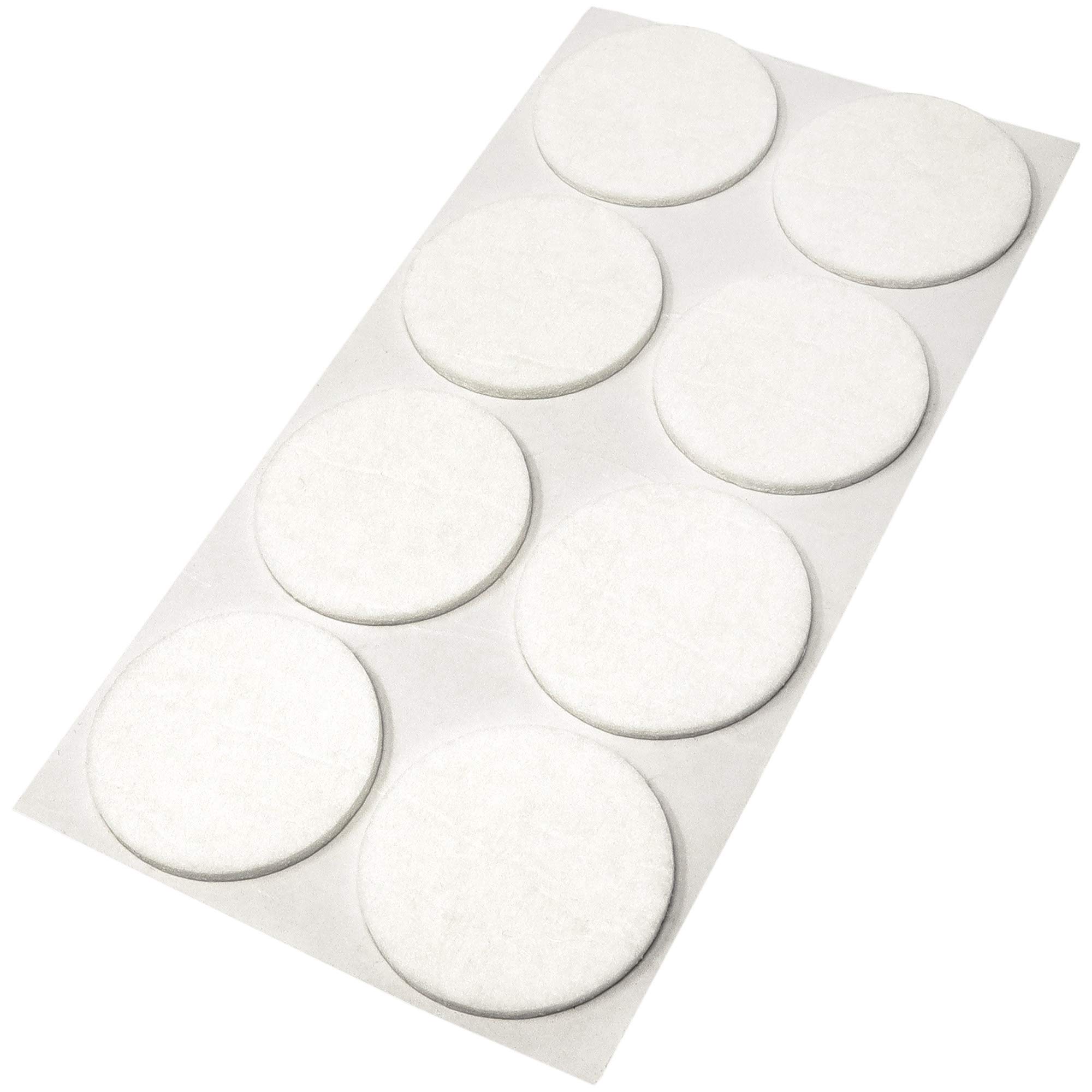 Adsamm White Adsamm® / 8 X Self-Adhesive Felt Pads/White/Ø 1.97'' (Ø 50 Mm) / Round / 0.138'' / 3.5 Mm Thick Stick-On Furniture Felt Glides/Furniture & Chair Glides
