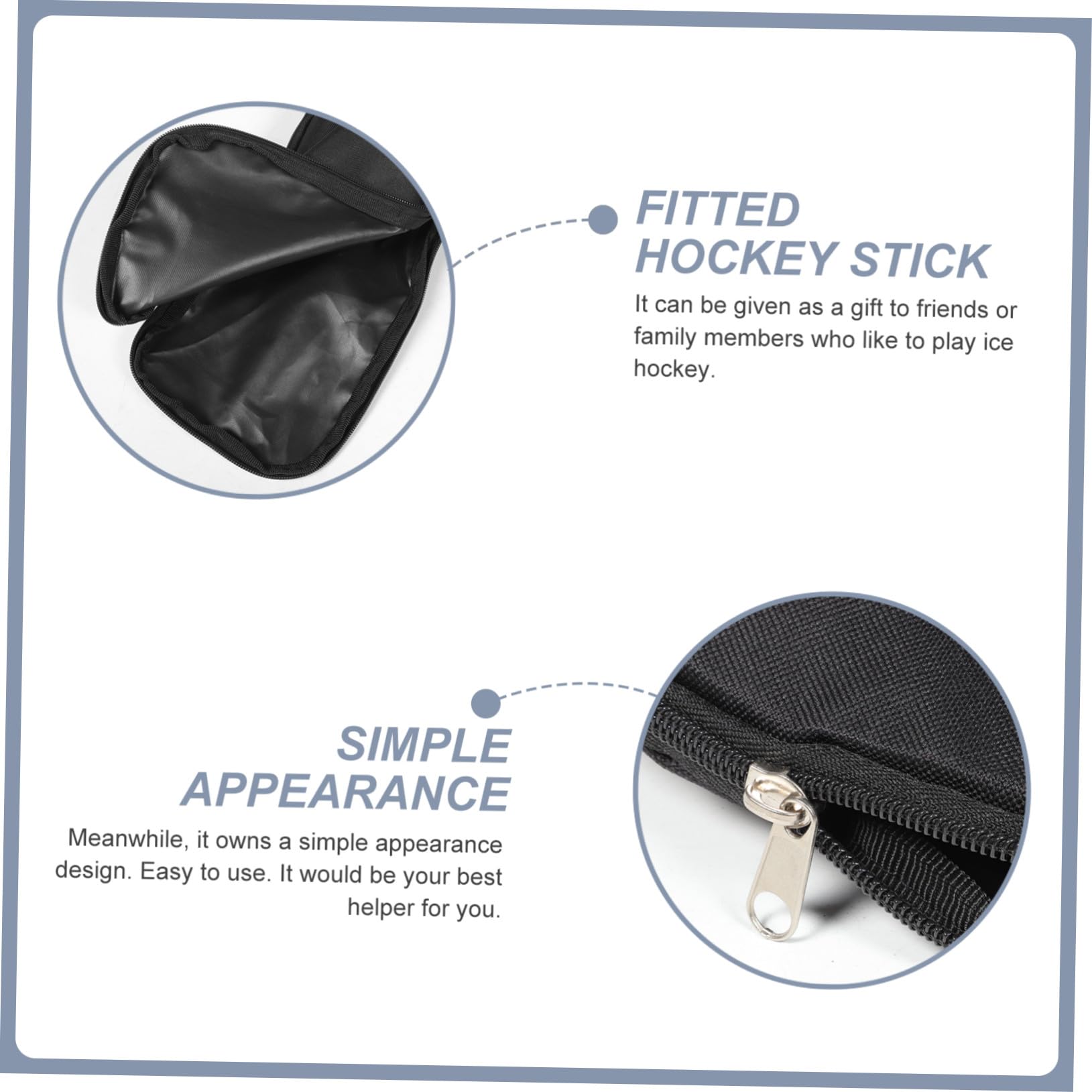Bolsa para Palos de Hockey en Tela Oxford Resistente al Desgaste Diseño Especial para Ajuste, Cremallera Fácil de Tirar y Color Negro Adecuado para Deporte