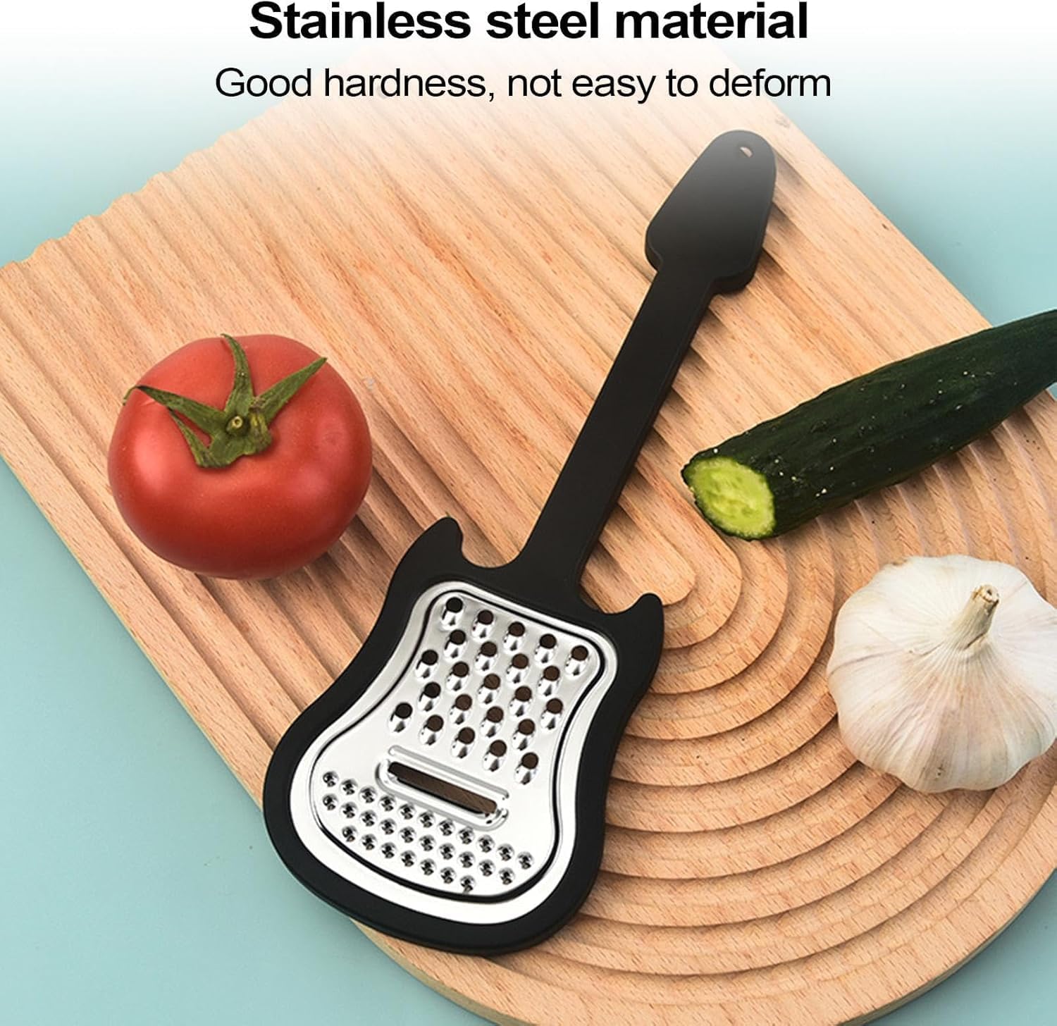 Black Cheese Grater, Stainless Steel Cheese Shredder, Handheld Graters For Kitchen, Food Grater And Shredder Guitar Design, Comfortable Grip Kitchen Food Grater, Fruit Pulp Crusher For Kitchen