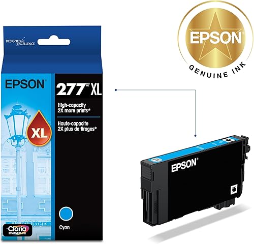Miniatura 2 de EPSON 277 Claria Photo HD Ink High Capacity Cyan Cartridge (T277XL220-S) Works with Expression Photo XP-850, XP-860, XP-950, XP-960, XP-970 Cian