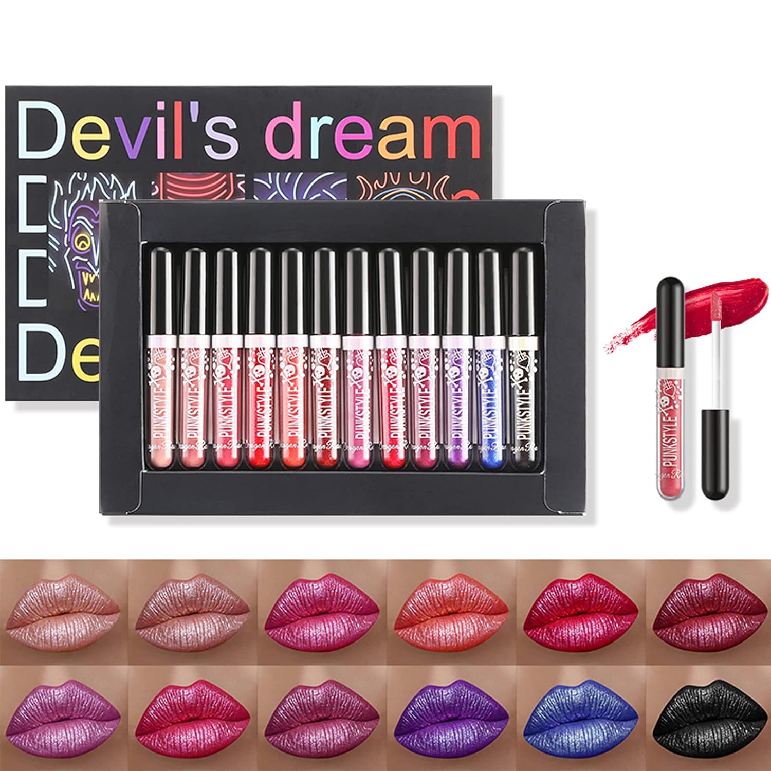 12 Colors Glitter Lip Gloss Set, 12Pcs Diamond Shimmer Metallic Liquid Lipstick Set, Long Lasting Waterproof Non-stick Cup Lip Gloss Glow Cosmetic Kit 12 Colors Glitter Lip Gloss Set, 12Pcs Diamond Shimmer Metallic Liquid Lipstick Set, Long Lasting Waterproof Non-stick Cup Lip Gloss Glow Cosmetic Kit
