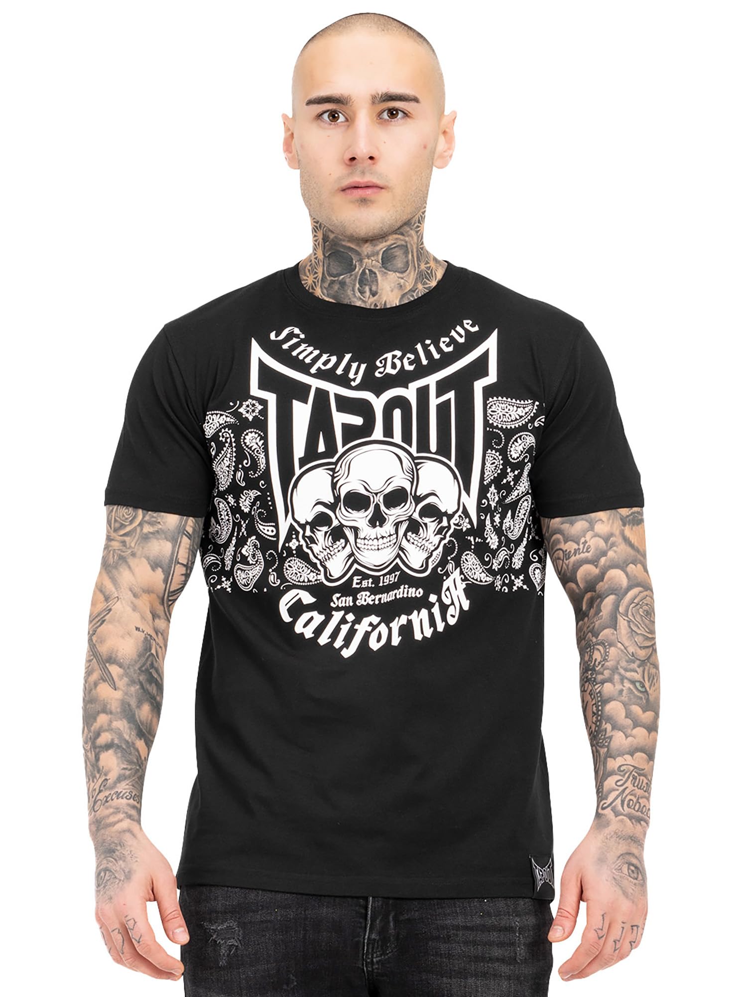Tapout Men's Adelantos T-Shirt, Black/White, S