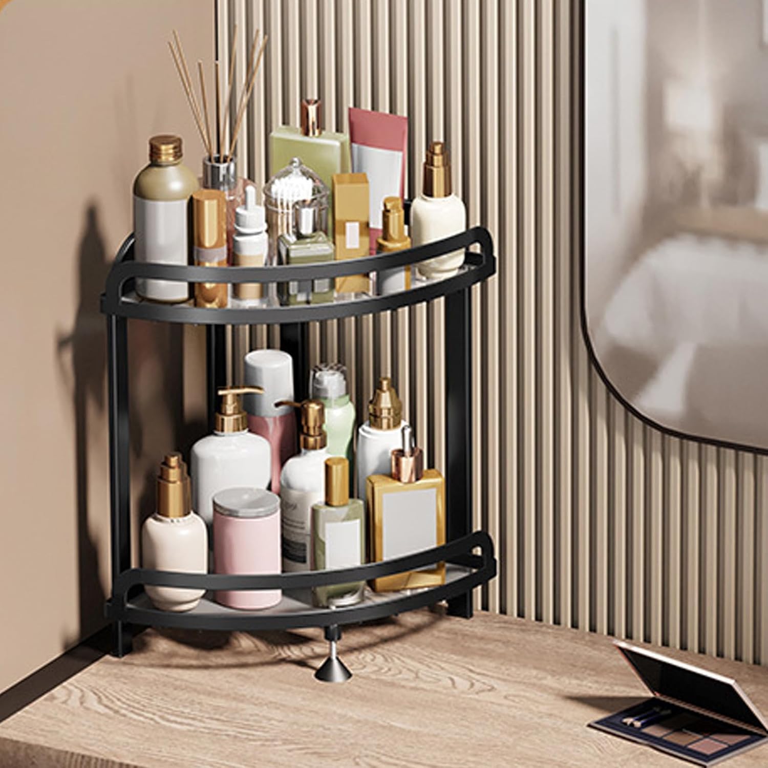 コーナーシェルフスタンド 2段コーナーシャワーキャディオーガナイザー 錆びにくい ドリル不要 大容量収納棚 浴室 トイレ キッチンカ