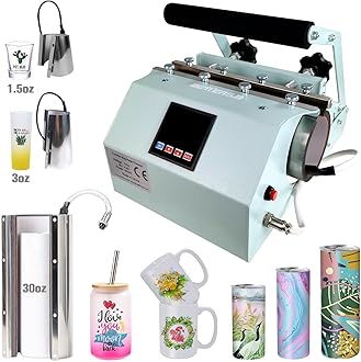 BetterSub 3in1 Tumbler Mug Heat Press Machine 30 OZ 20 OZ 16 OZ Sublimation Straight Skinny Tumbler Mug 3 OZ 1.5 OZ Shot Glass,11 OZ 15 OZ 16 OZ Sublimation Mug Heat Transfer Teal