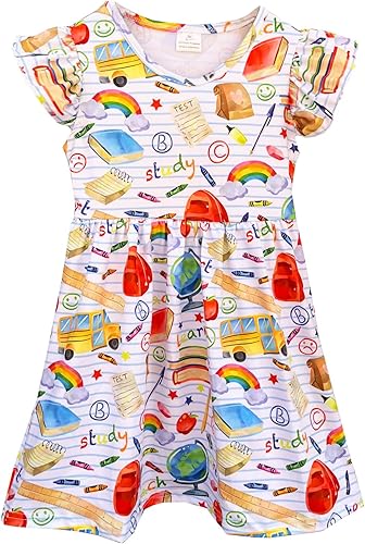 Vestido de lápiz de manzana para niñas pequeñas, vestido casual de manga con volantes, vestido de verano