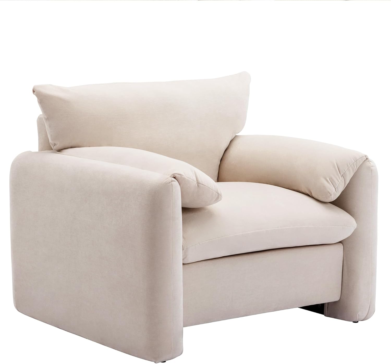 Merax Modern Style Chenille Oversized Armchair, Accent Chair, 38.6’’ W Single Sofa, for Living Room, Bedroom, Cream