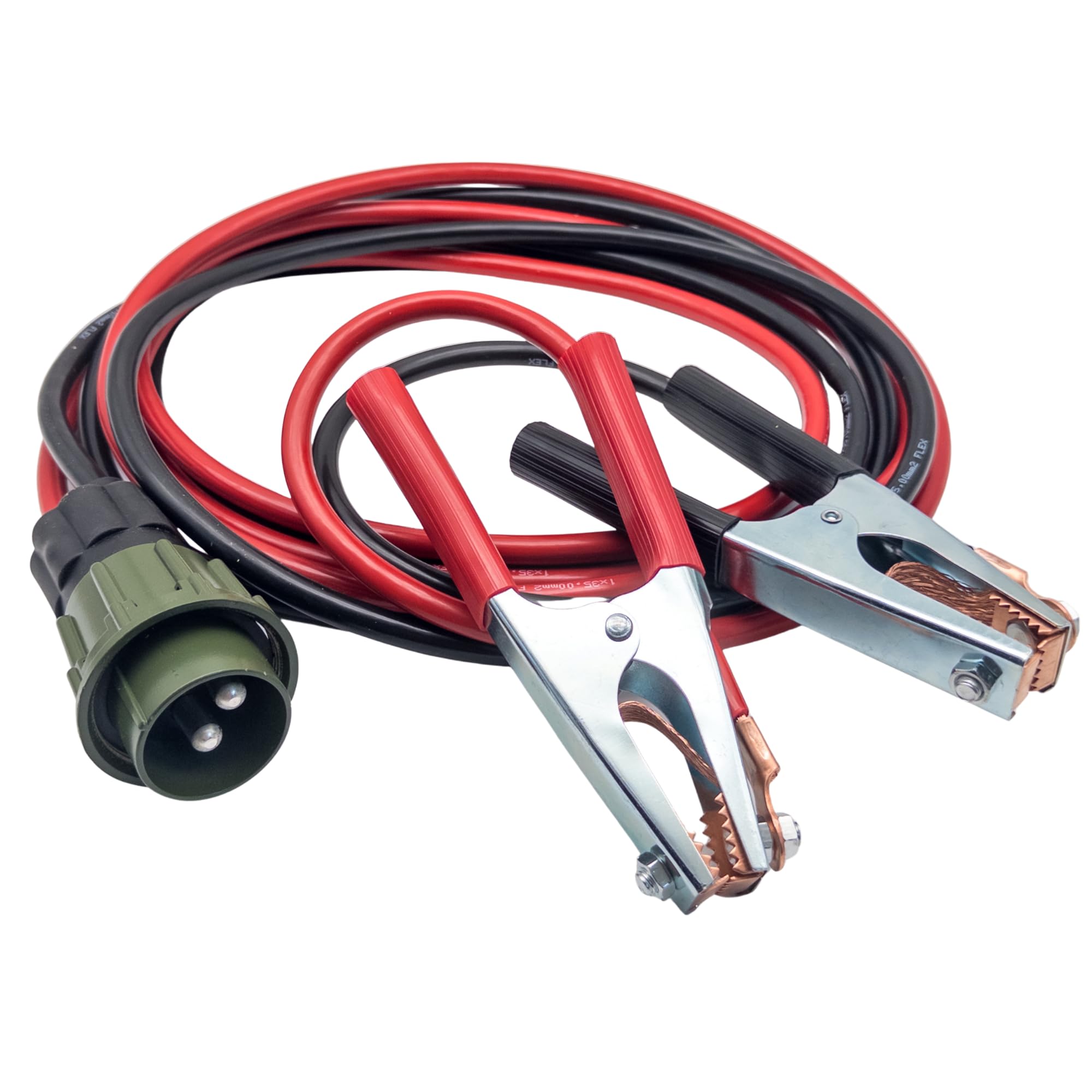 Cable de arranque con conector OTAN de 4 m, 35 mm², 2 pines, 12/24 V, para camiones, vehículos comerciales, militares, tractores y maquinaria de construcción