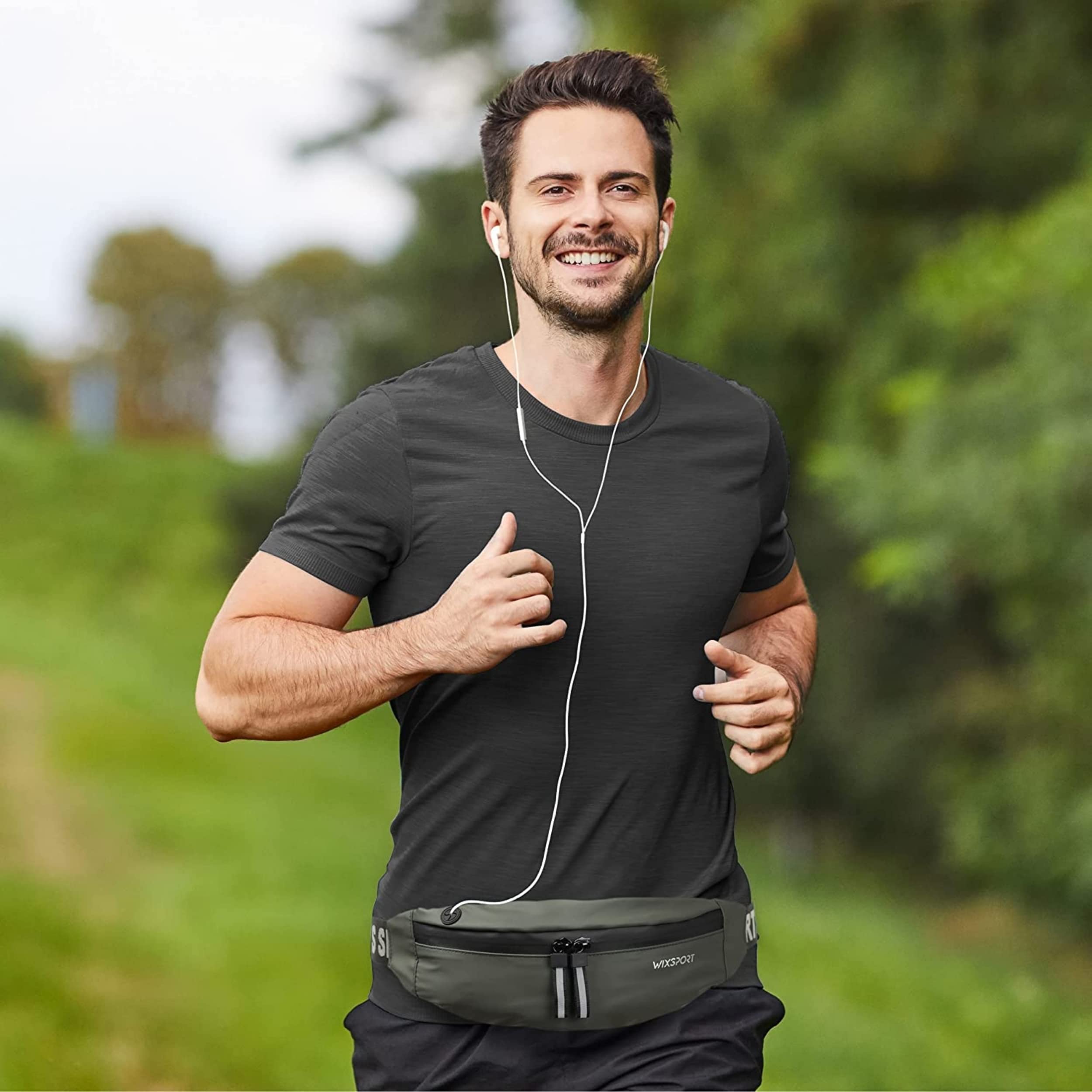 WIXSPORT Men's Sport Waist Bag, Soft and Waterproof Material, Running Belt, Inner Pocket - Image 2