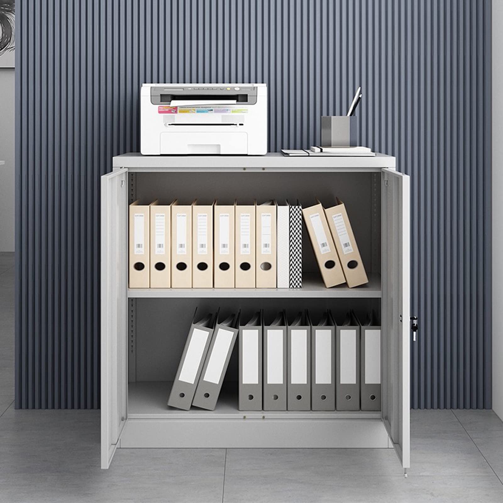 Archiviatore laterale in metallo con doppie porte di bloccaggio soluzione di archiviazione sicura per documenti da ufficio
