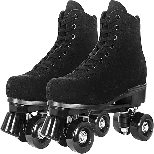 Miniatura 1 de Roller Skates for Women with Glitter Leather High-top Classic Double Row Rollerskates, Unisex-Adult Derby Skate for Beginner,Indoor Outdoor Fast