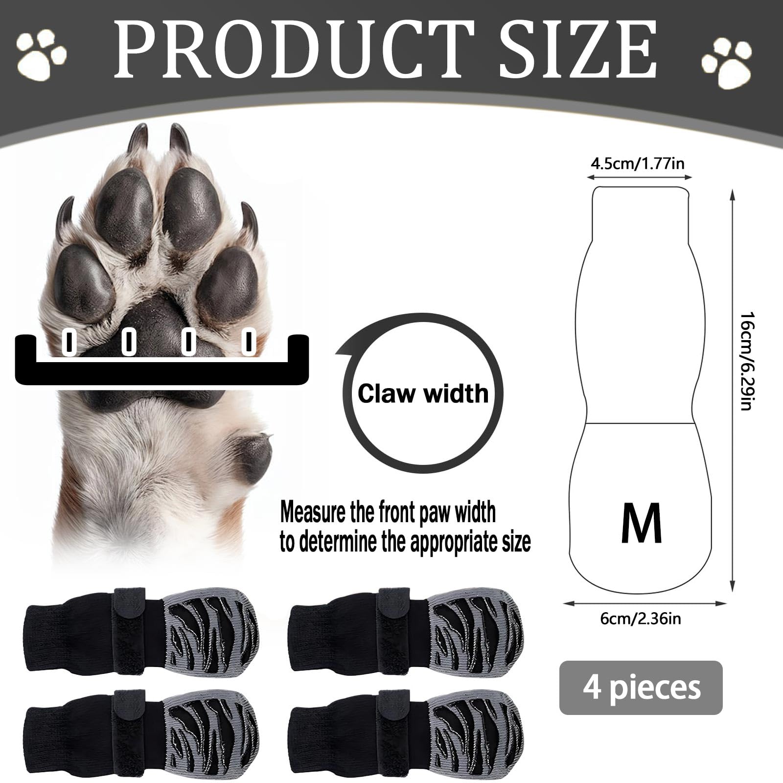 2 Paires Chaussettes Anti-léchage pour Chiens, Ensemble de pour Chiens Antidérapant, Bottes de Protection pour Chien Imperméable pour Chiens de Taille Moyenne et Grande, M
