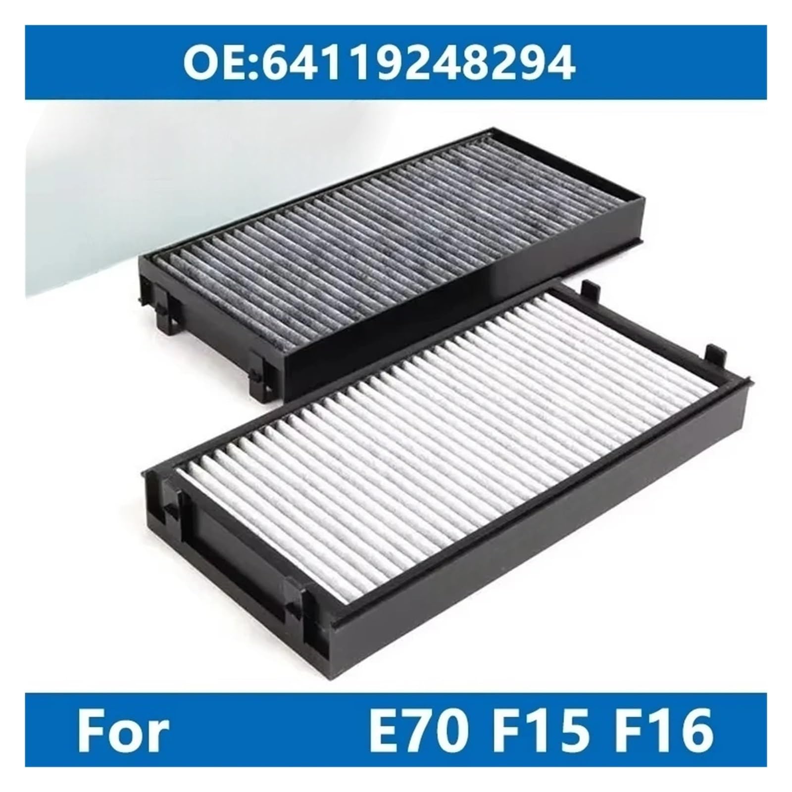 2 filtros de habitáculo for coche, compatible con BMW E70, E71, E72, F15, F16, F85, F86, X5 y X6 (64119248294). Filtro de aire de habitáculo de carbón activado.