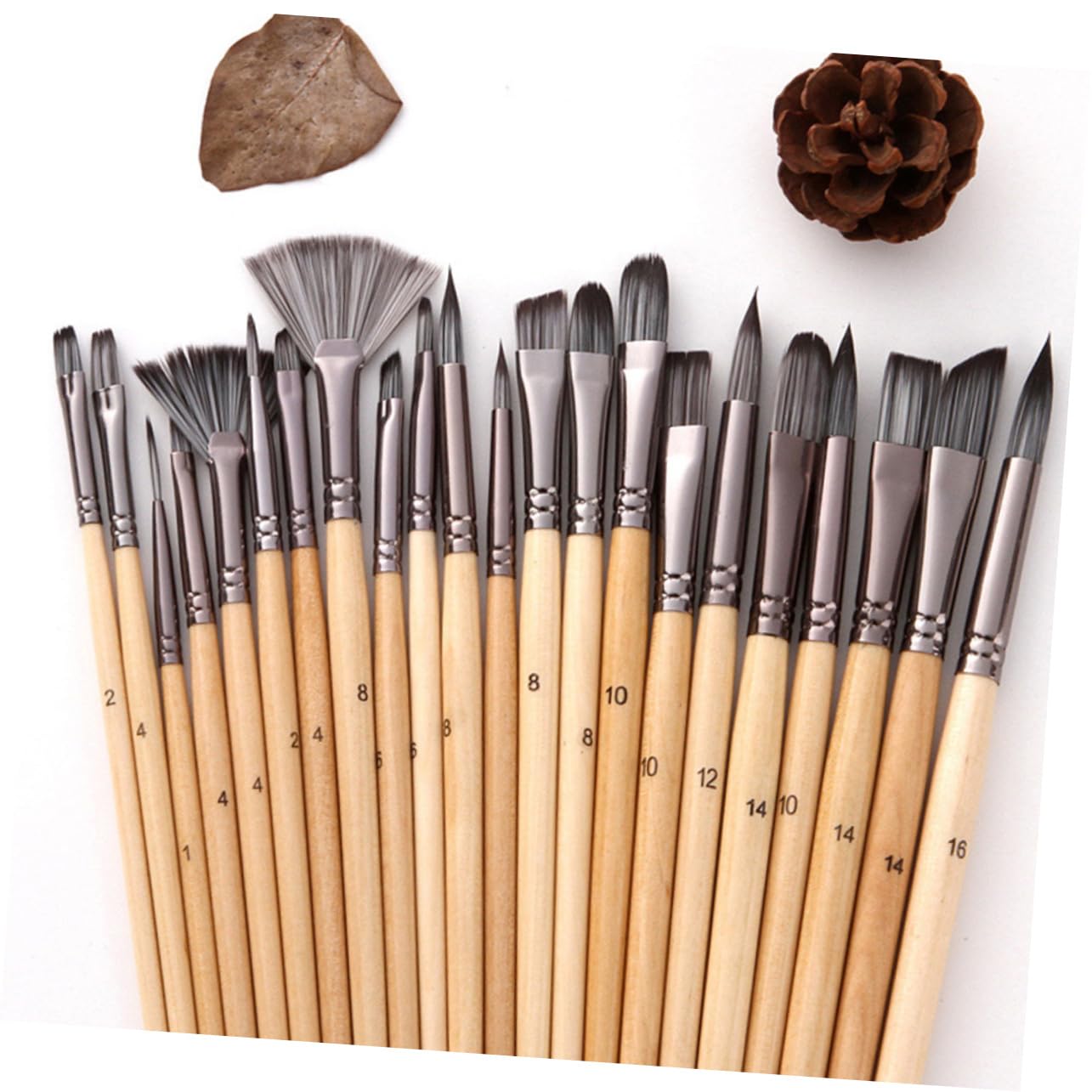 PLAFOPE 24stücke Pinselset Zum Malen Mit Nylon Haar Für Aquarell Ölmalerei Gouachemalerei Acrylmalerei Nagellack Gesichtsbemalung Detailpinsel-Set Für Künstler Und Bastelbedarf