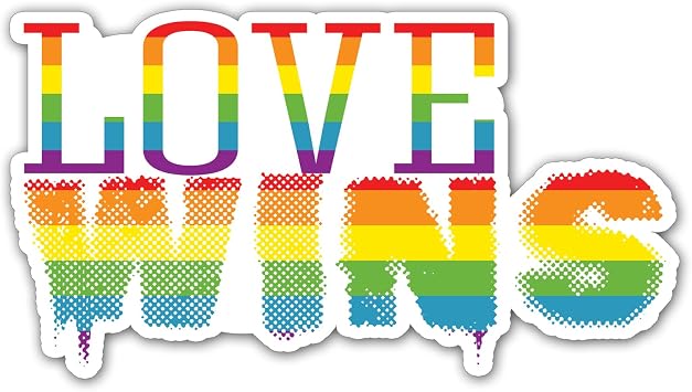 Love Win Sticker, Vinyl Waterproof Sticker, Sticker Decal Car Laptop Wall Window Bumper Sticker, Size 4"