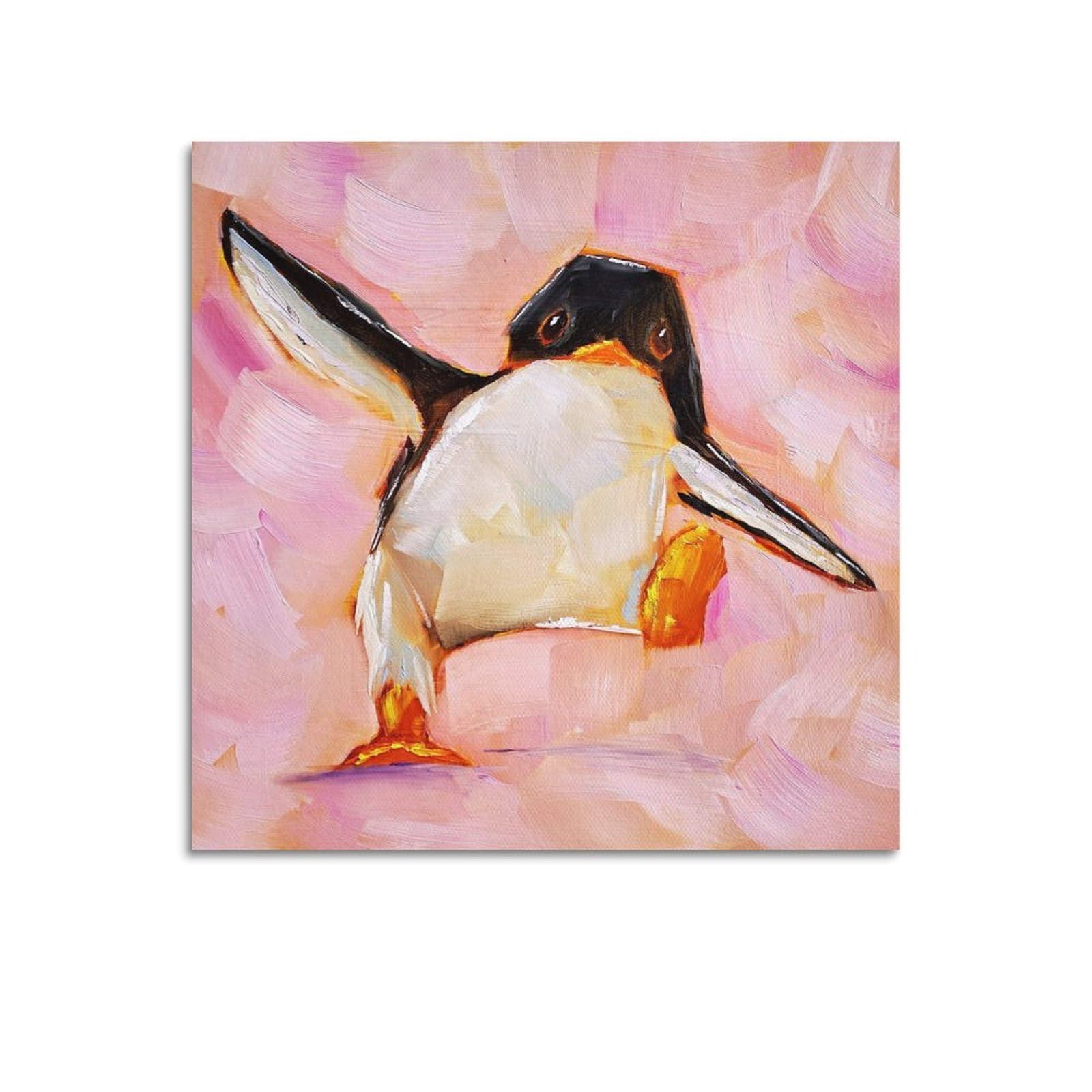 Xkuga Boys Unframe-Style Antarctica Animal Poster Wildlife Vintage Lively Penguins Modern Decorative Canvas Prints - Ideal Wall Art For Family, Man Cave, Game Room, & Girls Bedroom 12X12inch(30X30cm)