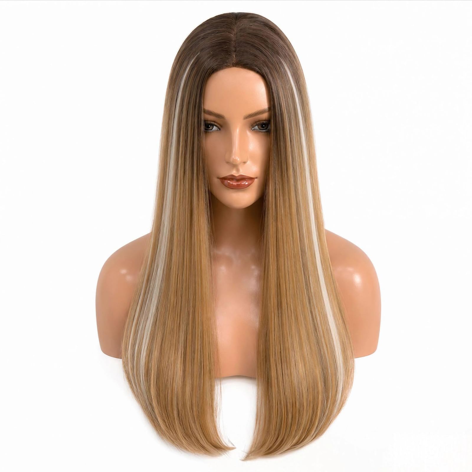 Parrucche Lunghe 26 Pollici Castane Con Effetto Ombré Per Donna