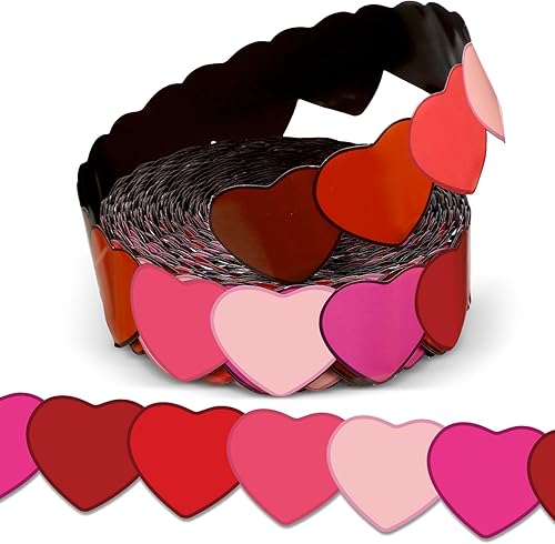 Outus Tablero de anuncios magnético de 68.9 pies, tiras magnéticas para el día de San Valentín, borde magnético de corazón para aula, fiesta, aula,