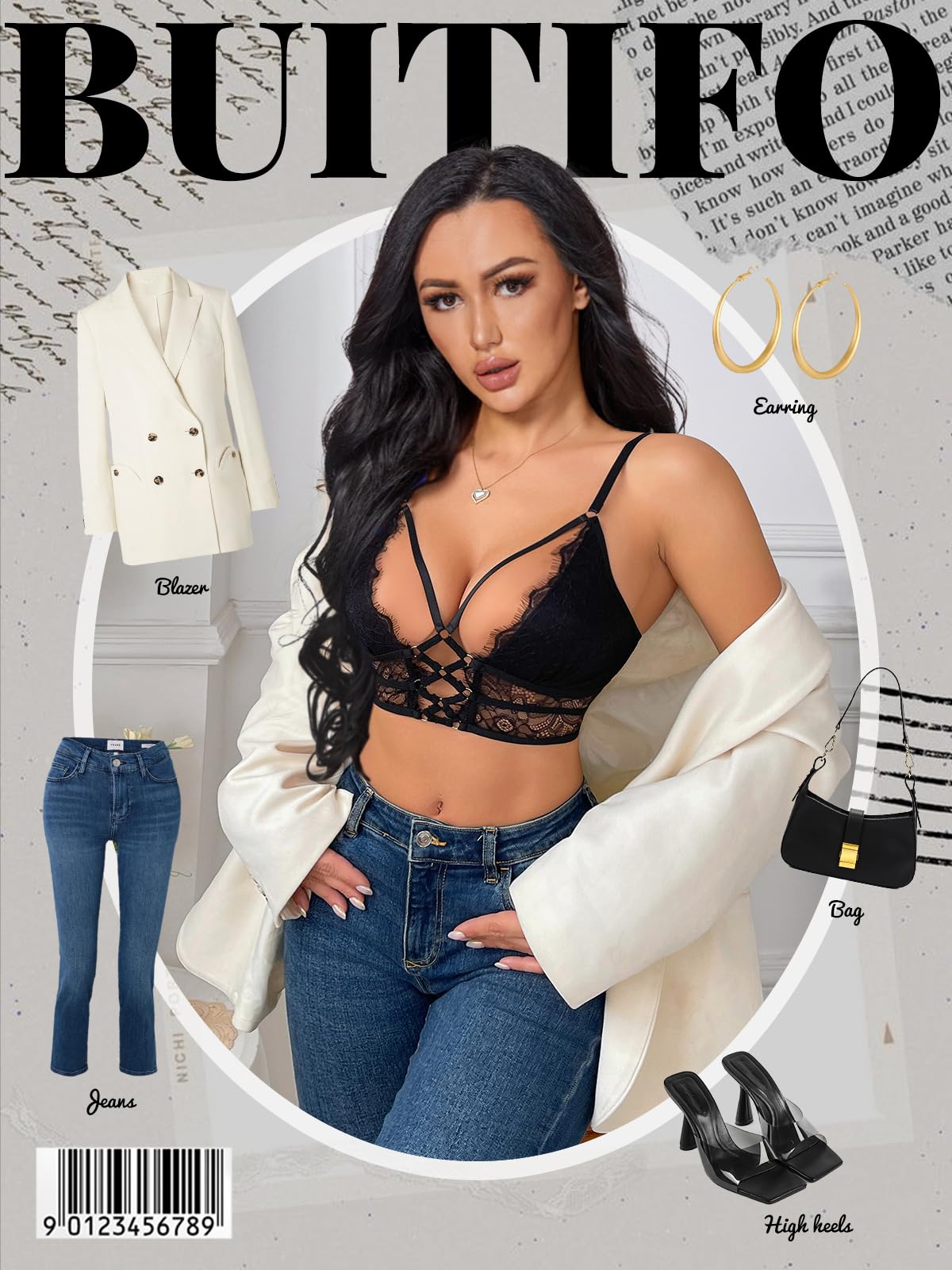 Buitifo Damski biustonosz Cami Criss Cross Rzęsy Crop Top Biustonosz Seksowna Kamizelka Bralette Busiter Bielizna