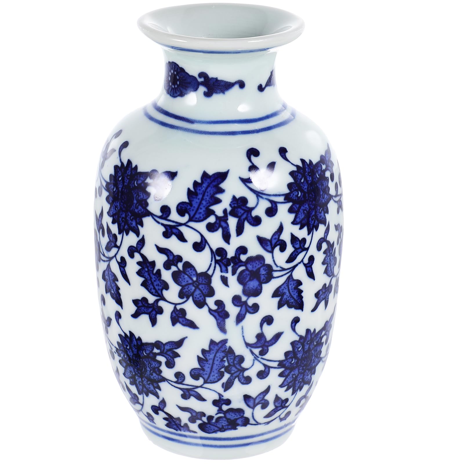 Ciieeo Chinese Blue and White Porcelain Vase Vintage Mini Decorative Vase Oriental Bottle Vases Decorative Chinoiserie Floral Bud Vase for Home Decor and Events 13cm