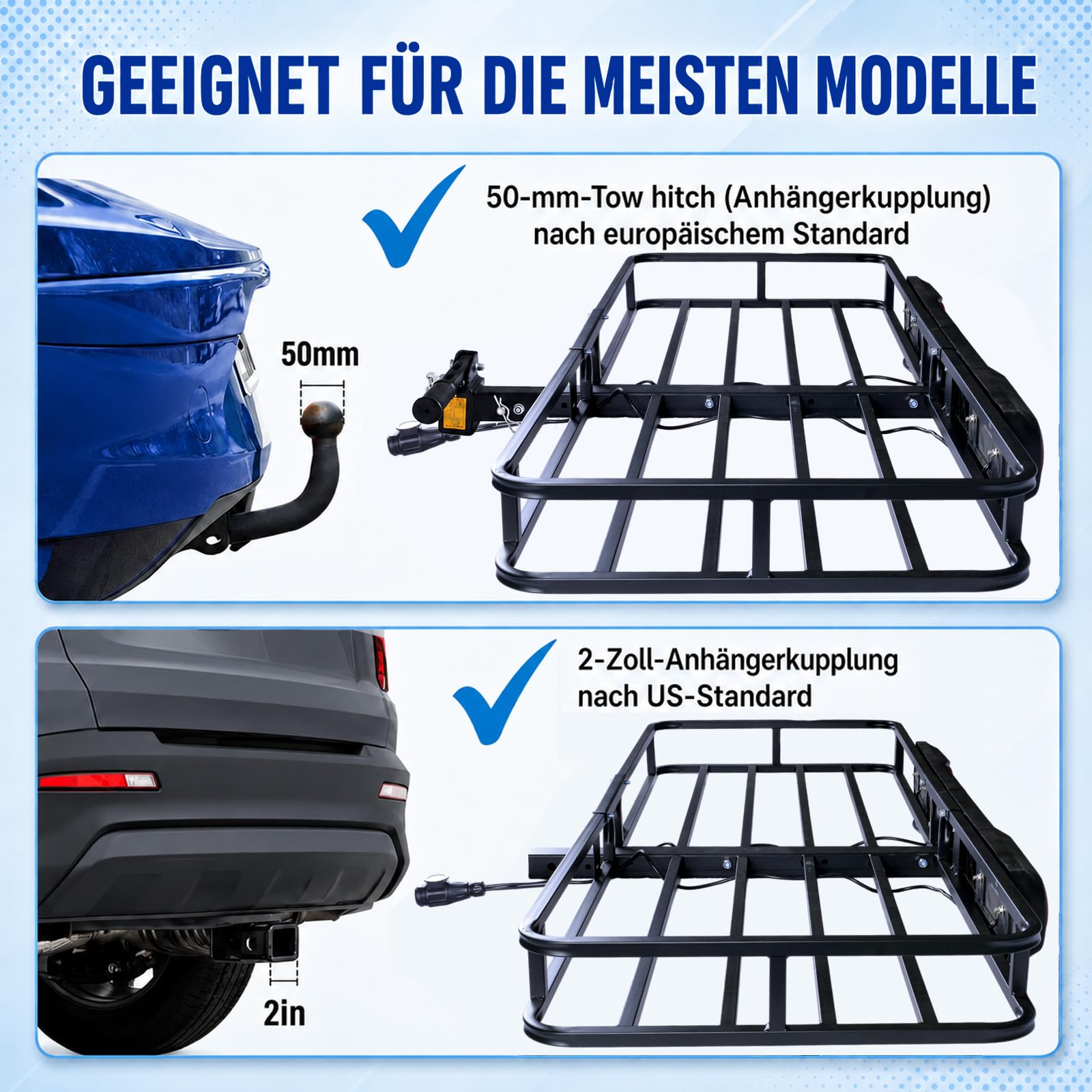 Heckträger für Anhängerkupplung 152x61x15cm mit das Rücklicht,Wildträger Heckträger mit Montagekupplung,Suitable for Tow Hitch (Anhängerkupplung),Einsetzbar in ATV, PKW, SUV.Hoflader