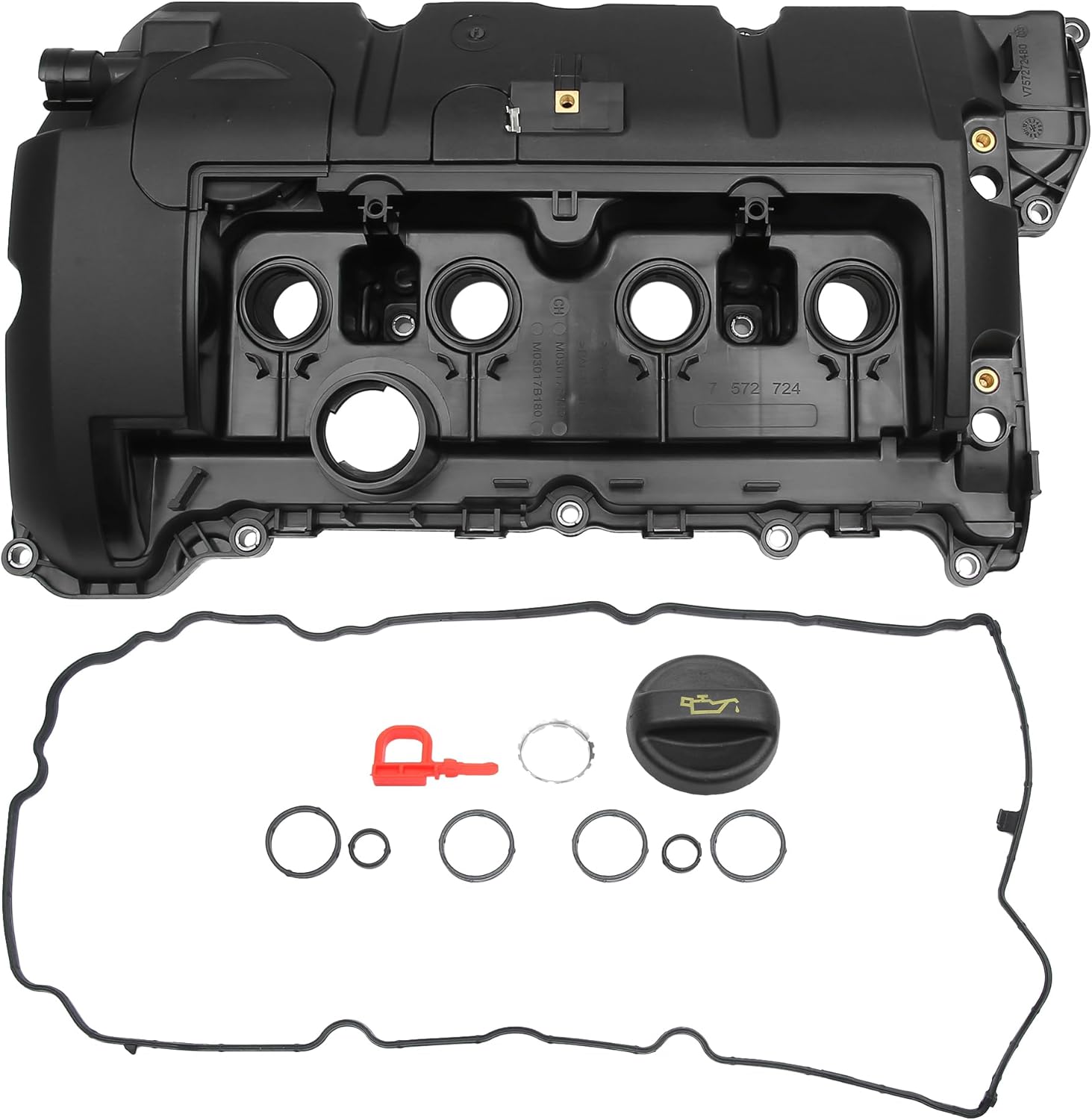 X AUTOHAUX 1 Set Engine Valve Cover & Engine Valve Cover Gasket for BMW N16 No.11127646554 Black