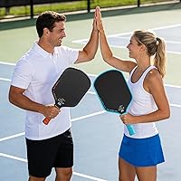 Vista 2 de Carbon Fiber Pickleball Paddle 16mm – Professional Pickleball Paddles with Superior Control, Power & Spin – Extended Handle for Two-Handed Grip