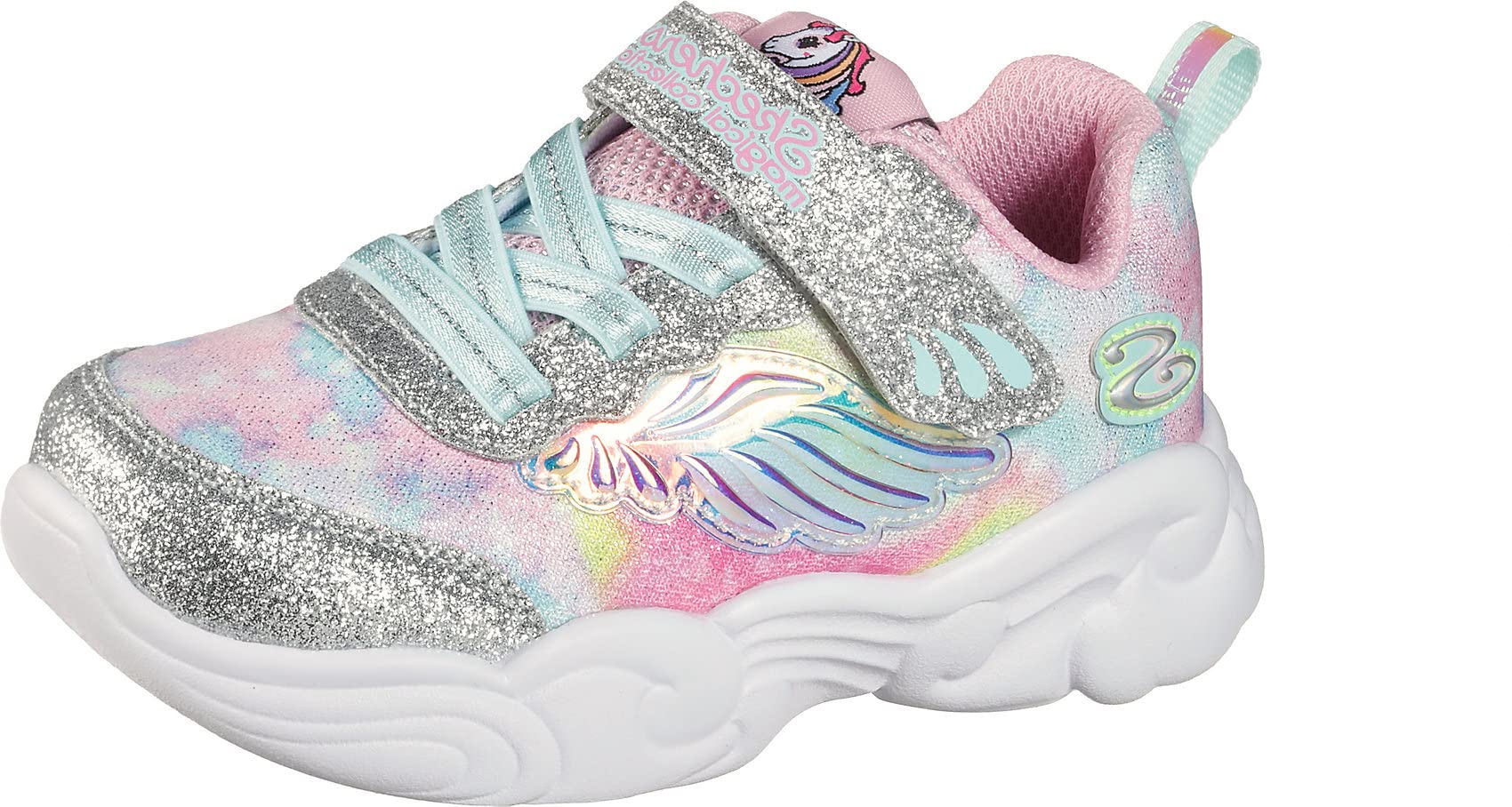 Skechers UNICORN STORM, Zapatillas para Niñas, Silver/​Lt. Pnk Mesh, 22 EU