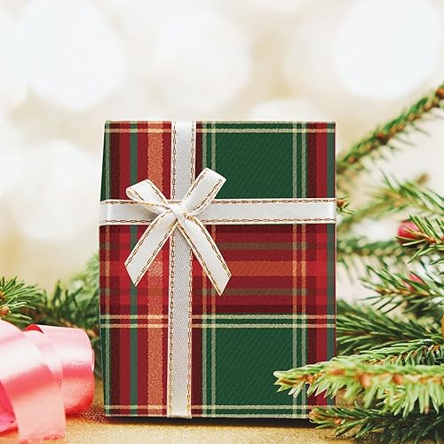 Miniatura 7 de Whaline Paquete de 12 piezas de tela de algodón de Navidad, cuadriculado de Navidad, cuartos gordos de Navidad, telas de costura impresas a cuadros