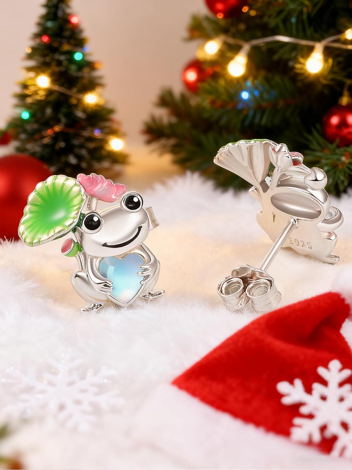 Dreamboat Cute Animal Stud Earrings Sterling Silver Hypoallergenic Sensitive Ears Moonstone Heart Earring Fashion Jewelry Gifts for Women Wife Daughter Grandkids Her - Image 2