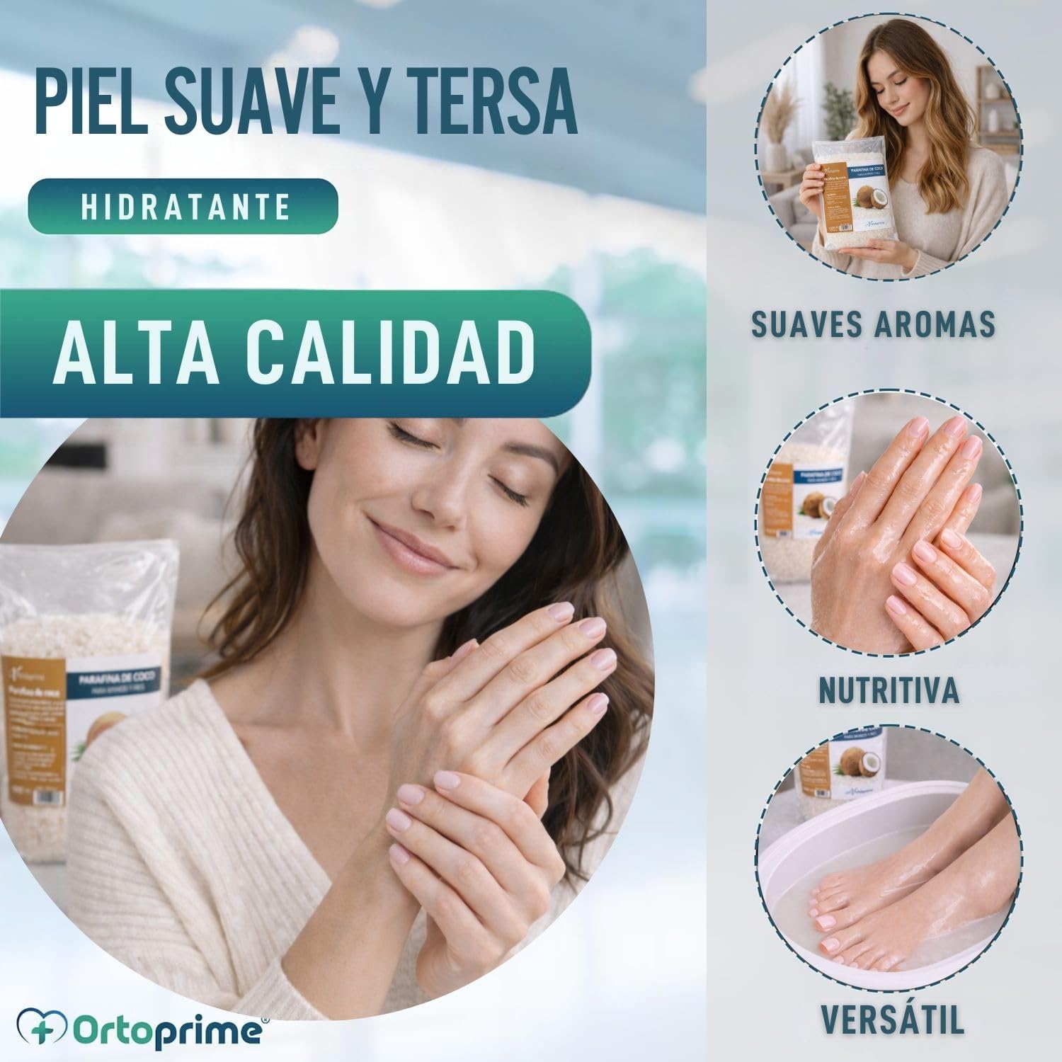 PARAFINA para Manos y Pies REHABILITACIÓN 1000 ml - Masajes de Parafina Esencia de COCO - Baño Parafina PROFESIONAL - Termoterapia Dolor Muscular + Artritis Artrosis Manos y Pies
